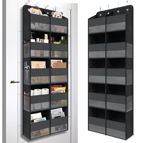 Giraffe Creation Over Door Hanging Organizer with 10 Large Capacity Pockets, Ideal Storage for Closet, Bathroom, Nursery, Bedroom, Dorm, Toys, Cosmetics, and Baby Essentials, Black - color: Double Black