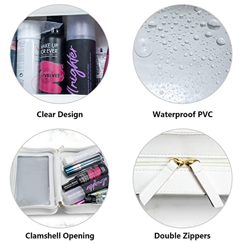 LETGO Clear Makeup Bags, TSA Approved Toiletry Bag with Zipper, Clear Makeup Organizer Fit Carry-on Travel Essentials,Clear Cosmetic Bags for Women Men (C-Beige) - color: C-Beige