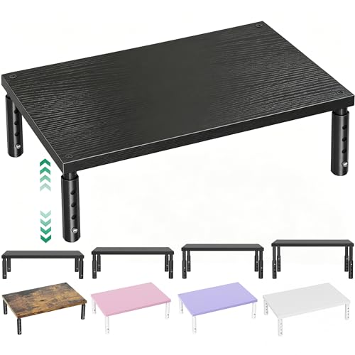 OPNICE Desk Organizers and Accessories, Adjustable Computer Monitor Stand Riser, Laptop Stand for Desk, Office Desk Accessories & Workspace Organizers for Home Office, Black Wood - color: Black Wood