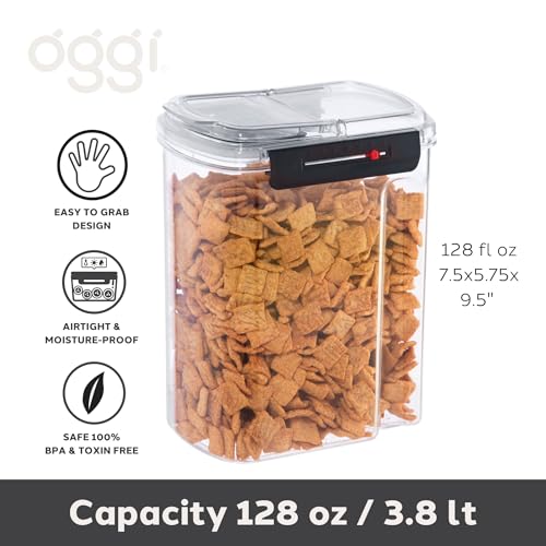 Oggi Easi Grip 60oz Moisture Proof Storage Container, Ultra Clear BPA-Free Sealable Canister, Flip Open Pouring Lid, Date Reminder Slider on Clip, Ideal Cereal Dispenser (60oz / 1.8lt) - size: 60 fl oz