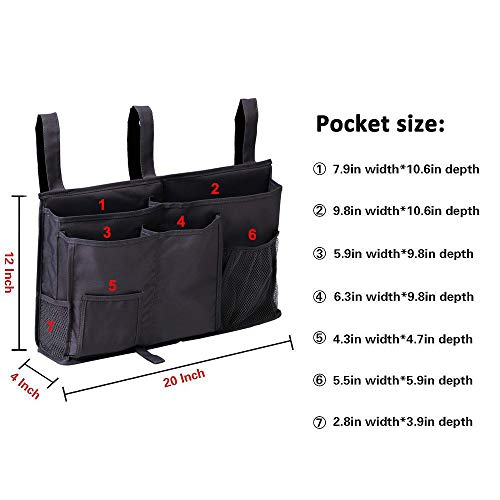 Sugaroom Organizer Caddy - Bedside, Bunk Bed, Hanging & Pocket Storage - Baby, Dorm, Hospital - Black - color: Black, size: Large