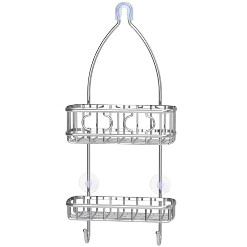Simple Houseware Bathroom Hanging Shower Head Caddy Organizer, Chrome (22 x 10.2 x 4.2 inches) - color: Chrome, size: Medium