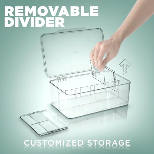 Utopia Home - Tea Bag Organizer With Lids, (1 Pack) Clear Pantry Storage Box - Stackable Partition Organizers or Holder With Lids For Drawers, Countertops, Fridge, Kitchen, Snack & Spice Organization - size: Pack of 1