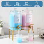 Glass Laundry Detergent Dispenser- 1 Gallon Glass Fabric Softener Dispenser with Leak-Proof Stainless Steel Faucet & Stand. Large Laundry Soap Container for Washer Room Organization &Storage