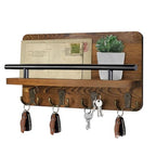 Mail Key Holder Wall Mount Wood Storage Shelf, Stylish Home Organization, Practical Decor Entryway Living Room Hallway Laundry Room Garage Wall Organizer for Letters Bills Wallets Accessories Use