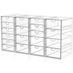 YFXCVSL Acrylic Makeup Organizer with 19 Drawers, 4 Pack Clear Storage Drawers, Bathroom Makeup Organizer for Palettes, Cosmetic, and Beauty Supplies,Ideal for Vanity, Cabinet,Desk Organization - size: 19 Drawers