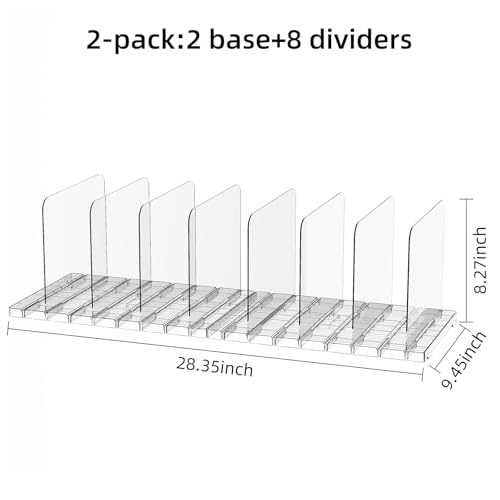 JOYZAN Stackable Purse Organizer for Closet, Adjustable Closet Purse Organizer, Clear Acrylic Shelf Dividers, Detachable Handbag Storage Separator Dividers for Home, Office - 2 Pack - size: 2 Pack