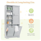 Merax Cabinet with Tilt-Out Laundry Hamper Basket, Tall Bathroom Storage Organizer Linen with Open Shelf for Home, Freestanding, Gray - color: Grey