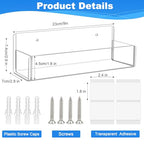 Acrylic Spice Rack Wall Mount - 9 Inch, Clear Spice Shelf Storage Holder, 2 Pack Hanging Seasoning Organizer for Cabinet Door, Cupboard or Wall Kitchen (Adhesive or Screw) - size: 9"- 2 Pack