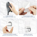 4 Pcs White Broom and Mop Holder Wall Mount Self-Adhesive Anti-Slip Gripper Cleaning Organizer Mop Handle Hanger Multi-Purpose Hook for Household, Home, Kitchen,Bathroom, Garden, Garage Storage