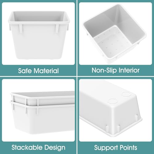 WOWBOX 25 PCS Plastic Drawer Organizer Set, 4 Sizes Desk Drawer Divider Organizers and Storage Bins for Makeup, Jewelry, Gadgets for Kitchen, Bedroom, Bathroom, Office, White - color: White