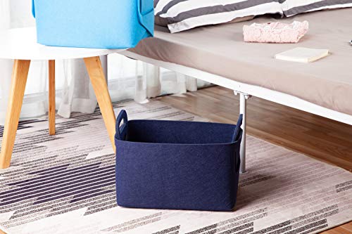 Minoisome Storage Basket Felt Storage Bin Collapsible& Convenient Box Organizer with Carry Handles for Office Bedroom Closet Babies Nursery Toys Laundry (Navy Blue, 13.8inch（L）×9.5inch（W）×8.3inch（H）) - color: Navy Blue, size: 13.8inch（L）×9.5inch（W）×8.3inc
