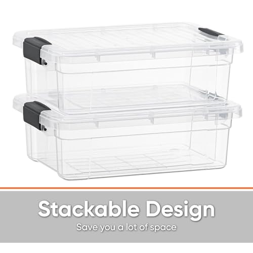Superio Clear Storage Boxes with Lids, 1.27 Quart Plastic Container Bins for Organizing, Stackable Crates, BPA Free, Non Toxic, Odor Free, Organizers for Home, Office and Dorm, 4 Pack - size: 1.27 Qt, style: 4 Pack