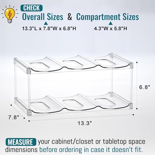 Design for Stanley 40 OZ & Large Bottles & Tumblers with Handle, Acrylic Water Bottle Organizer - Stackable Clear Wine Rack, Cup Holder for Home Kitchen Pantry Shelf Countertop Cabinet, 2 Tier Hold 6 - size: 2 Tier for 6