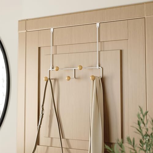 Umbra Estique Over The Door Coat Rack & Multi-Use Organizer, for Coats, Bags, Hats & More, Small, White/Natural (Pack of 3) - color: White/Natural, size: Small (Pack of 3)