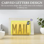 MyGift Mail Holder Organizer Countertop Modern Golden Metal with Cutout MAIL Lettering Design, Office Desktop Envelope and Document Storage Rack - color: Golden