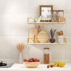 Amaoot Floating Shelves Set of 3, Home Wood Wall Shelf, Farmhouse Shelf for Bedroom, Wall Mounted Floating Shelf for Living Room, Bedroom, Bathroom, Kitchen, Office (Gold) - color: Gold