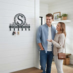 Personalized Metal Monogram Key Holder Rack for Wall Custom Coat Hooks for Bathroom Living Room Kitchen Office Wedding Anniversary Housewarming Gift - style: Garden