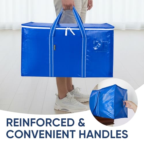 BALEINE 4-Pack Oversized Moving Bags with Reinforced Handles, Heavy-Duty Storage Tote for Clothes, Moving Supplies (Royal Blue, 4-Pack) - color: Royal Blue, size: 4-Pack