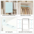 COSIEST Closet System, Closet Organizer with Drawers and Expandable Hanging Rods, Closet Organizer System, Walk-in Closet Wardrobe Clothes Rack, I Shaped