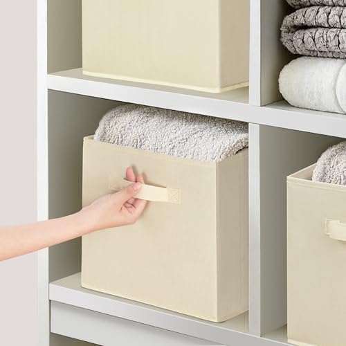 11x11 Inch Storage Bins Cubes, Fabric Foldable Storage Box, Collapsible Closet Organizer for Clothes, Blankets, Office, Bedroom, Living Room, Shelf Cabinet, Bookcase, Beige, 9 Pack - color: Beige, size: 9 PACK