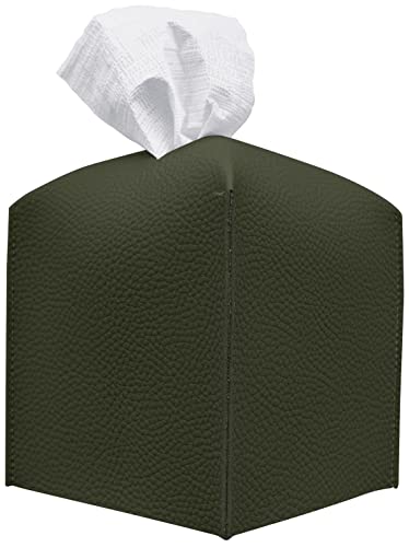 Carrotez Tissue Box Cover, [Refined] Modern PU Leather Square Tissue Box Holder - Decorative Holder/Organizer for Bathroom Vanity Countertop, Night Stands, Office Desk & Car 5"X5"X5" - Khaki - color: Khaki, size: [Square]