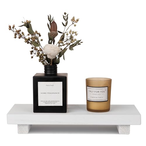 zoocatia Small Wood Tray Pedestal Stand Farmhouse Bathroom Decor Decorative Wooden Riser Kitchen Soap Dish Holder for Vanity, Counter, Sink, 10" x 4.5" - White - color: White, size: 10" x 4.5" x 1.6"