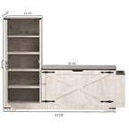 GOODONE 52"Farmhouse Shoe Cabinet with Bench, L-shaped Shoe Storage Bench with Umbrella Stands, Tall Shoe Organizer Cabinet with Adjustable Shelves for Entryway, Living Room, and Stairwell(Brown Gray) - color: Brown and Gray