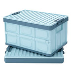 Blue Folding Plastic Stackable Utility Crates 2-Pack, Collapsible Storage Bins with Lids 30L, Durable Containers for Home & Garage Organization - color: Blue