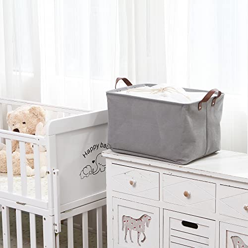 Hinwo 31L Large Storage Bins, 2-Pack Closet Organizers and Storage, Foldable Clothes Storage Baskets with Handles, Containers for Clothing, Blanket, Towels, Toys, Bedding (Gray) - color: Gray, size: 16.5" / 31L / 2-Pack