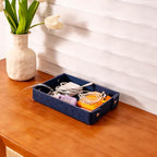 SANQIANWAN PU Leather Valet Tray Small NightStand Bedside Entry Table Trya for Phone Jewelry Glasses Keys and Coins Father's Day Birthday Gifts (Blue) - color: Blue