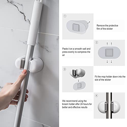 BEZOX Broom Holder, 3 PCS Wall Mount Mop Organizer Gripper, Self-adhesive Cleaning Suppliers Hanger Stands Rack for Bathroom, Kitchen, Garden, Garage Organization Storage - style: Classic