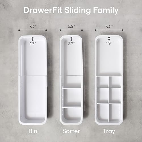 YouCopia DrawerFit Sliding Drawer Tray with Adjustable Dividers, Expandable Kitchen Storage Organizer, Speckled White - style: Tray