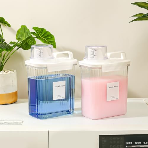 64OZ Liquid Laundry Detergent Dispenser, Laundry Soap Dispenser, Clear Plastic Fabric Softener Holder and Container, Laundry Room Organization and Storage, 2 Pack - color: 2p