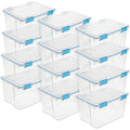 Sterilite 12-Pack Gasket Box, Weather-Resistant Storage Bins with Latching Lids, 54 Quart - Heavy-Duty Organizing Containers for Closet, Bathroom, and Office - size: 54 Quart, style: 12 Pack
