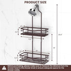 REINHARDT Shower Caddy Hanging, Rustproof Shower Caddy Anti-Swing Shower Organizer No Drilling Showers Racks with Soap Holder Multi Hooks Bathroom Storage for Shampoo Sponge, Bronze - color: Bronze