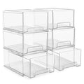 Sorbus Plastic Storage Bins Stackable Clear Pantry Organizer Box Bin for Organizing Kitchen Fridge, Food, Snack Pantry, Fruit, Vegetables, Bathroom, Wide & Narrow Deep (6 Pack) - size: 6 Pack