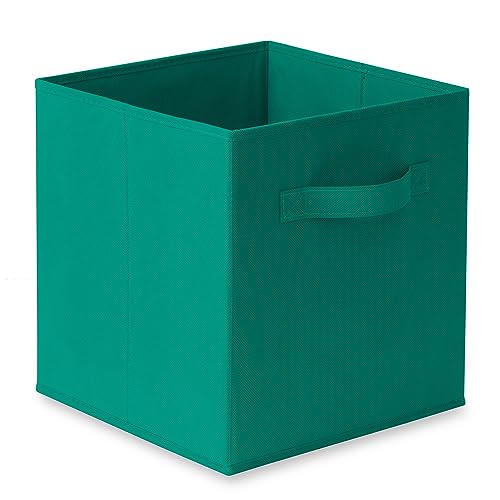 Casafield Set of 6 Collapsible Fabric Cube Storage Bins, Teal - 11" Foldable Cloth Baskets for Shelves, Cubby Organizers & More - color: Teal, size: 10.5" x 10.5" x 11"