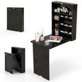 Tangkula Foldable Wall Mounted Desk, Floating Desk with Storage Shelves & Hooks, Space-Saving Fold-Up Murphy Table for Small Spaces, Home Office, Dorm Room - color: Black
