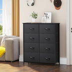 YITAHOME Fabric Dresser with 8 Drawers, Tall Dresser with Fabric Bins, Storage Tower Unit, Chest of Drawers for Living Room, Hallway - color: Black(new 2025), style: 8-Drawer