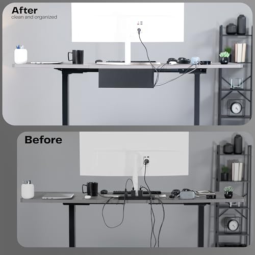 VIVO Under Desk 17 inch Cable Management Trays, Power Strip Holders, Cord Organizers, Wire Tamers for Office and Home, Black, 2 Pack, DESK-AC06-2C - color: Black, size: Standard