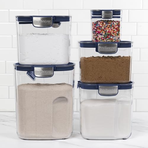 ProKeeper+ Airtight Food Storage Container Set – Clear Plastic Flour and Sugar Canister Set with Magnetic Accessories for Kitchen Organization (Navy, 9-Piece) - color: Navy, size: 9-Piece