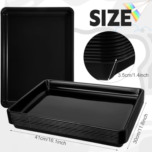 Hoteam 10 Pcs Flat Storage Organizer Tray Bin Paper Tray for Classroom Plastic Stackable File Organizer for School Office Teacher Book Organization(Black,16.14 x 11.81 x 1.38 Inch) - color: Black, size: 16.14 x 11.81 x 1.38 Inch
