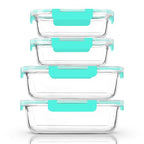 [80 oz & 36 oz]Extra Large Glass Food Storage/Baking Containers Set with Lids, 2 Pack 80 oz(10 cup)&2 Pack 36 oz (4.5 cup)Airtight Glass Container,Microwave,Oven,Freezer and Dishwasher, Green - color: Clear