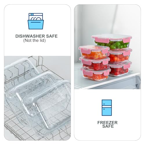 KOMUEE 10 Pack Glass Food Storage Containers, Meal Prep Containers with Lids, Airtight Glass Lunch Boxes, Freezer, Oven, and Microwave Safe, Pink - color: Pink