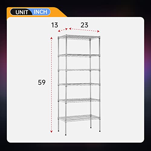 BestOffice Adjustable Wire Shelving Storage Shelves Heavy Duty Shelving Unit for Small Places Kitchen Garage (Chrome, 13" D x 23" W x 59" H) - color: Chrome, size: 13"D x 23"W x 59"H