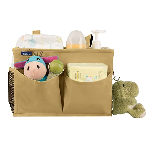Surblue Bedside Caddy Hanging Organizer Bedside Storage Bag for Bunk and Hospital Beds (Small, Khaki) - color: Khaki, size: Small