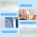 4-Tier Clear Acrylic File Holder, Vertical Document Organizer for Magazines, Binders, Notebooks & Envelopes - Multi-Purpose Desk Storage for Home Office（B5,4 Sections） - size: B5, 4 Sections