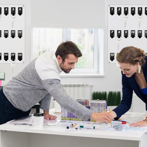 Beeveer Acrylic Key Board with 18 No. Hooks Wall Mount Key Rack Holder Hanger Storage Collection for School, Garage, Car Dealer, Office, Hotel, Real Estate(Transparent) - color: Transparent, size: 18 Hooks
