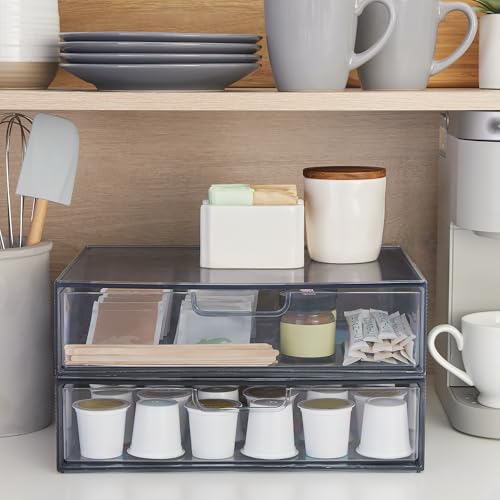 STORi STAX Plastic Stackable Organizer Drawers (Set of 2) Classic Grey | 12.5" Wide | Set Includes Two Open Drawer | Organize Office Desk Accessories & Sort Paper | Made in USA - color: Grey, size: Open/Open 2pk